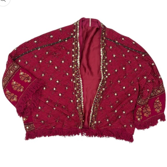 Embellished nwt ray of light sequin embroidered free people kimono L $240 fall - Picture 5 of 6